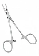 Зажим кровоостанавливающий 1х2 зубый зубчатый вертикально-изогнутый для новорожденных 125 мм