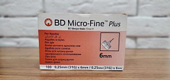 Иглы одноразовые к инсулиновому инъектору BD Micro Fine 0,25мм (31G) х 6мм, №100