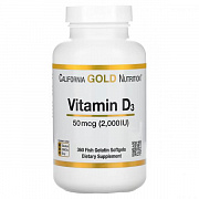 California Gold Nutrition, витамин D3, 50 мкг (2000 МЕ), 360 рыбно-желатиновых капсул
