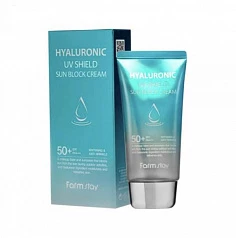Солнцезащитный крем с гиалуроновой кислотой hyaluronic uv shield sun block cream 70г 5589 FarmStay (Корея):uz:Gialuron kislotali quyoshdan himoyalovchi gialuronik ultrabinafsha qalqon quyoshdan himoya qiluvchi krem ​​70g 5589 FarmStay (Koreya)