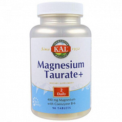 Таурат магния +, Magnesium Taurate+, KAL, 400 мг, 90 таблеток:uz:Magniy taurat+, KAL, 400 mg, 90 tabletka