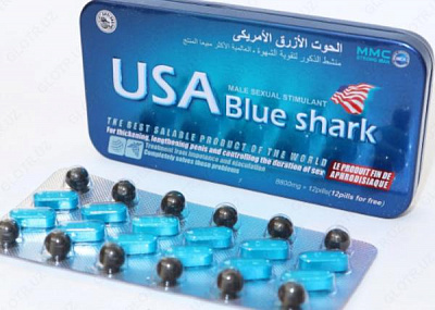 Препарат для мужчин USA Blue Shark (Голубая акула):uz:AQSh Blue Shark (Blue Shark) erkaklar uchun dori