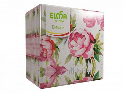 Салфетки Elma 33х33 Decor (274), пионы:uz:Salfetkalar Elma 33x33 Dekor (274), peonies