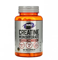 Now Foods, Sports, моногидрат креатина, 750 мг, 120 растительных капсул:uz:Now Foods, Sports, Creatine Monohydrate, 750 mg, 120 Veg Capsules