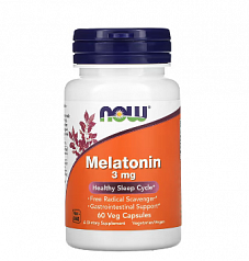 Now Foods, мелатонин, 3 мг, 60 растительных капсул:uz:Now Foods, Melatonin, 3 mg, 60 Veg Capsules