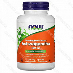 Aшвaгaндa Now Foods, 450 мг, 180 pacтитeльныx кaпcул:uz:Ashvagandha endi oziq-ovqat, 450 mg, 180 sabzavotli kapsulalar