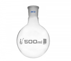 Колба круглодонная 250 мл, шлиф 29/32, боросиликатное стекло:uz:250 ml dumaloq tubli kolba, 29/32 shlif, borosilikat shisha