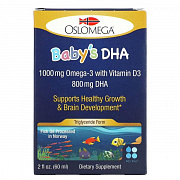 Oslomega, Norvegiya seriyasi, bolalar uchun D3 vitamini bilan dokosaheksaenoik kislota (DHA), 60 ml