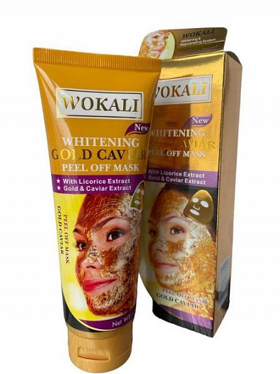 Золотая маска для лица Wokali Whitening Gold Caviar:uz:Whitening Gold Caviar niqobi terini parvarish uchun vosita
