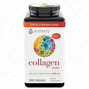 Soch, teri va mixlar uchun kollagen Youtheory 6000 mg 290 tab. AQSh Biotin, S vitamini; 18