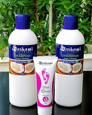 Натуральный шампунь с протеином Washami Coconut:uz:Washami Protein Shampoo Coconut proteinli shampun