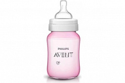 Розовая бутылочка для кормления CLASSIC+ AV034