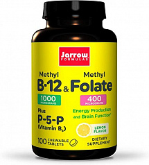 Биоактивные витамины B12 и B9 Jarrow Formulas Extra Strength Methyl 100 таб:uz:Biologik faol vitaminlar B12 va B9 Jarrow formulalari qo'shimcha kuchli metil 100 tab