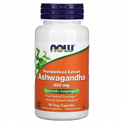 NOW Foods, Ashwagandha, standartlashtirilgan ekstrakt, 450 mg, 90 sabzavotli kapsulalar