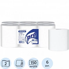 Полотенца бумажные для диспенсера TORK, Protissue 2сл.150м 6 рул С222:uz:TORK dispenser uchun qog'oz sochiqlar, Protissue 2ply.150m 6 rulo C222