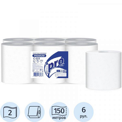 Полотенца бумажные для диспенсера TORK, Protissue 2сл.150м 6 рул С222:uz:TORK dispenser uchun qog'oz sochiqlar, Protissue 2ply.150m 6 rulo C222