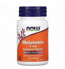Now Foods, мелатонин, 5 мг, 120 таблеток:uz:Now Foods, Melatonin, 5 mg, 120 Tabletka