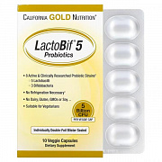 California Gold Nutrition, LactoBif, Probiyotikalar, 5 milliard CFU, 10 sabzavotli kapsulalar