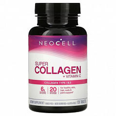 NeoCell, Super Collagen + C, добавка с коллагеном и витамином C, 120 таблеток:uz:NeoCell, Super Collagen + C, Kollagen va Vitamin C qo'shimchasi, 120 tabletka