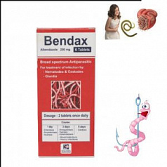 Противоглистный препарат Bendax (6 таблеток):uz:Bendax parazitlarga qarshi tabletka