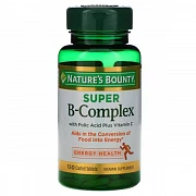 Tabiatning ne'mati, foliy kislotasi va S vitamini bilan super vitamin B kompleksi, 150 tabletka