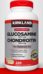 Таблетки для суставов Глюкозамин с Хондроитином Kirkland:uz:Kondroitin Kirkland bilan glyukozamin qo'shma tabletkalari
