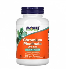 Пиколинат хрома NOW Foods, 200 мкг, 250 растительных капсул:uz:NOW Foods Chromium Picolinate, 200 mkg, 250 Veg Kapsulalar