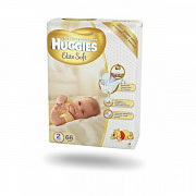 Памперсы Huggies Elite Soft (2) Jumbo 4-7 кг 66х2 гиппоалергенный