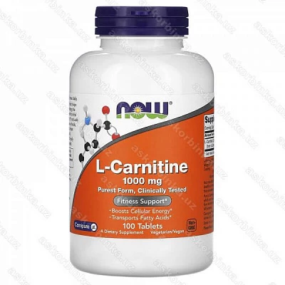 L-кapнитин Now Foods, 1000 мг, 100 тaблeтoк:uz:L-karnitin endi oziq-ovqat, 1000 mg, 100 planshetlar