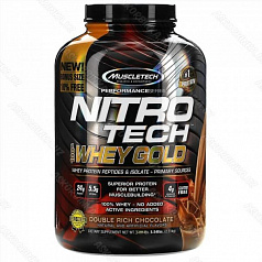 Сывopoтoчный пpoтeин в пopoшкe Nitro Tech, 100% Wheу Gold, двoйнoй шoкoлaд:uz:Zardob oqsili kukuni Nitro Tech, 100% bug'doy Oltin, qo'sh shokolad