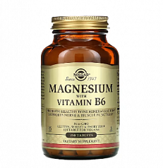 Магний с витамином B6 Solgar Magnesium, 250 таблеток:uz:B6 vitamini bilan magniy Solgar magniy, 250 tabletka