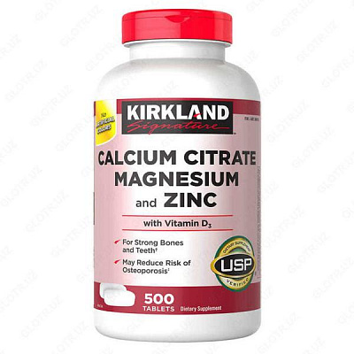 Цитрат кальция, магнезия и цинк Kirkland Signature Kirkland Calcium citrate magnesium zinc (500 шт.):uz:Kirkland Signature Kirkland Kaltsiy sitrat magniy rux (500 ta)