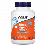 NOW Oziq-ovqatlar, Ultra-Omega-3, 600 EPA / 300 DHA, 90 Baliq jelatin kapsulalari