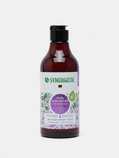 Натуральный гель для душа Synergetic Цветущий инжир и лотос, 380 мл