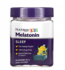 Мелатонин Natrol, Kids, для детей от 4 лет, ягодный вкус, 90 жевательных конфет:uz:Natrol Melatonin, Bolalar, 4+, Berry Flavor, 90 Gummies
