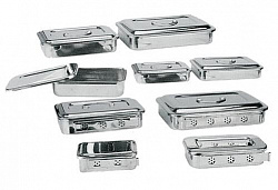 SKN011 / Stainless Steel  Sterilization Tray - With holes: 300x200x50mm (нержавеющий медицинский бикс, в форме прямоугольника, с дырками)