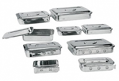 SKN011 / Stainless Steel  Sterilization Tray - With holes: 300x200x50mm (нержавеющий медицинский бикс, в форме прямоугольника, с дырками)