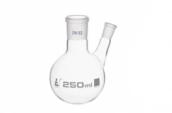 Колба круглодонная, двугорлая 250 мл :uz:Dumaloq tubli kolba, ikki tomoqli 250 ml 