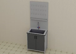 Лабораторный стол-мойка 1100*650*2000 мм:uz:Laboratoriya stoli-lavabo 1100*650*2000 mm