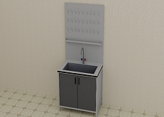 Лабораторный стол-мойка 1100*650*2000 мм:uz:Laboratoriya stoli-lavabo 1100*650*2000 mm
