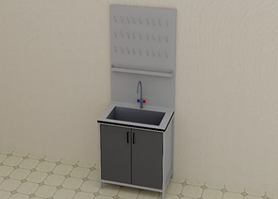 Лабораторный стол-мойка 1100*650*2000 мм:uz:Laboratoriya stoli-lavabo 1100*650*2000 mm