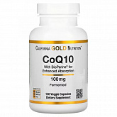 California Gold Nutrition, коэнзим Q10 класса USP с экстрактом BioPerine, 100 мг, 150 растительных капсул:uz:California Gold Nutrition, BioPerine ekstrakti bilan USP Coenzyme Q10, 100 mg, 150 sabzavotli kapsulalar