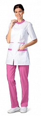 Жакет женский медицинский «Элис» (белый с розовым)