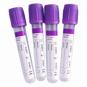 Вакуумные пробирки с EDTA K3 (EDTA tubes). Фиолетовая крышка стерильные,  100 шт. в упак.
