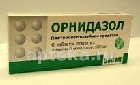 ORNIDAZOL 0,5 tabletkalari N10