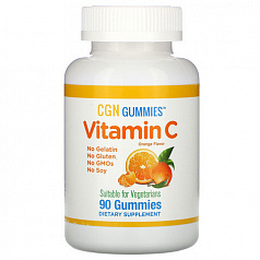 Жевательные таблетки с витамином C California Gold Nutrition, апельсиновый вкус, 90 жевательных таблеток:uz:California Gold Nutrition Vitamin C Gummies, apelsin lazzati, 90 Gummies