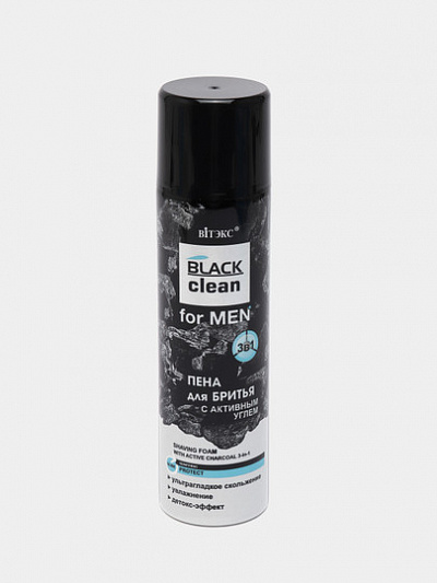 Пена для бритья Витэкс Black Clean For Men, с активным углем, 250 мл