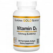 California Gold Nutrition, D3 vitamini, 125 mkg (5000 IU), 360 baliq jelatin kapsulalari