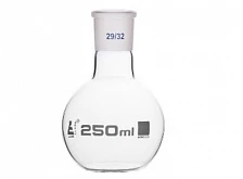 Колба плоскодонная 50 мл, шлиф 29/32, боросиликатное стекло:uz:Yassi tubli 50 ml lik shisha, 29/32 shlif, borosilikat shisha