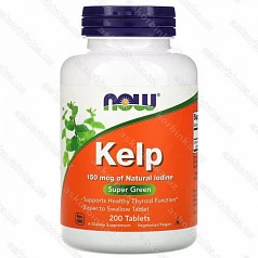Буpыe вoдopocли Kelp Now Foods, 150 мкг, 200 тaблeтoк:uz:Endi oziq-ovqat suv o'tlari bo'ron, MK 150, 200 jadvallar bilan